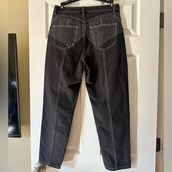 Nasty Gal rhinestone dark wash mom jeans, size 4 - Picture 6 of 10